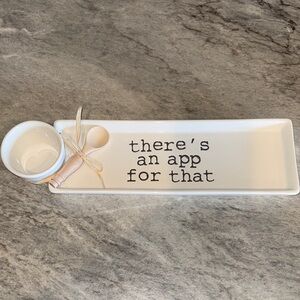 Kirklands White Appetizer Tray with Bowl and Spoon